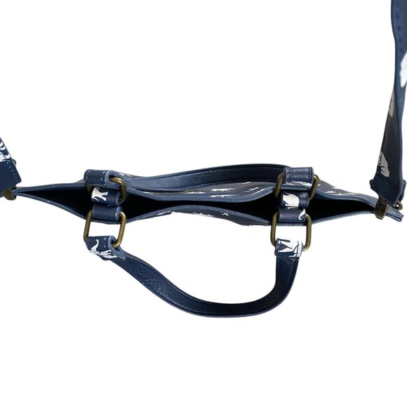 Women's blue and white elephant pattern shoulder bag handbag bag - Picture 6 of 10